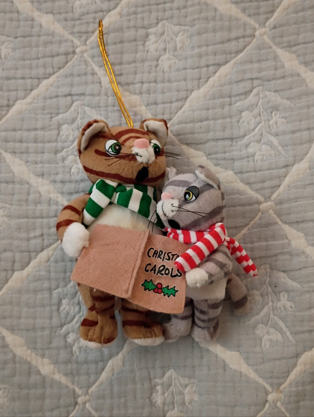 Rare Vintage Kurt S Adler Carolin Critters Tabby Cats Tree Ornament